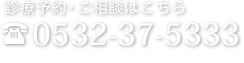 診療予約・ご相談はこちら 0532-37-5333  9:00～13:00/15:00～20:00（木・日・祝休み）